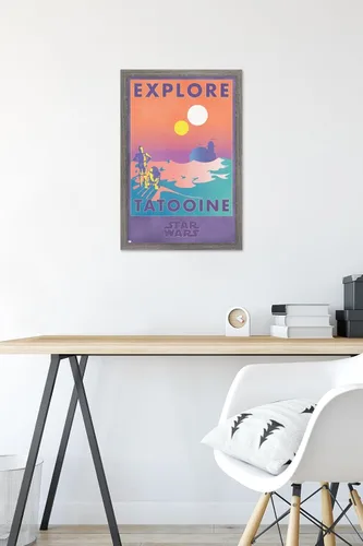 Miniatura 6 de Trends International Star Wars: Tatooine - Póster de pared de Explore Tatooine, 14.725 x 22.375 pulgadas, versión enmarcada de madera de granero