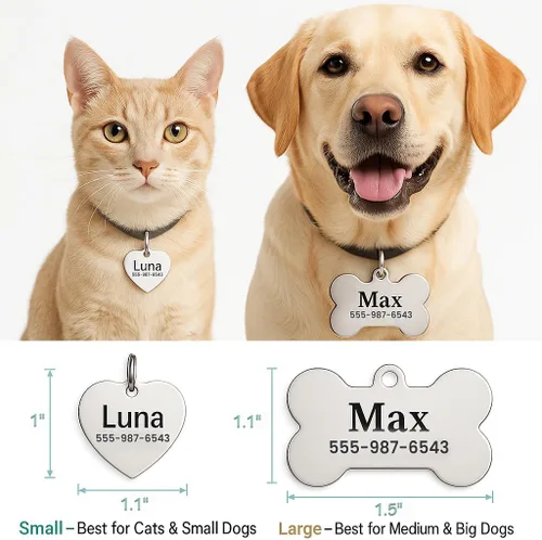 Miniatura 4 de Etiquetas de identificación personalizadas de acero inoxidable para mascotas de Dr. Fremont's, etiquetas para gatos y perros con texto personalizado