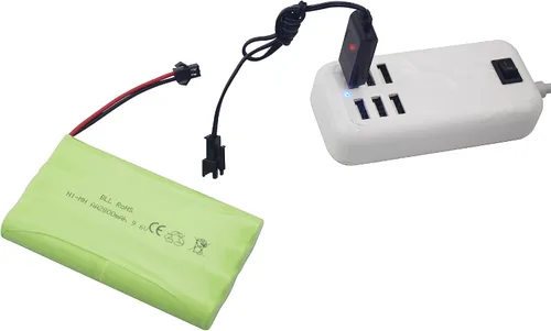 Miniatura 3 de Batería recargable AA de 9.6 V 2800 mAh con enchufe SM-2P con cable de carga USB para juguetes RC coches, camiones, tanques, vehículos