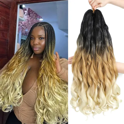 Miniatura 14 de WIPPORYA Cabello Rizado Francés para Trenzar de 24 Pulgadas, 6 Paquetes de Cabello Ondulado Suelto Elástico para Crochet Pre-Estirado 3.53