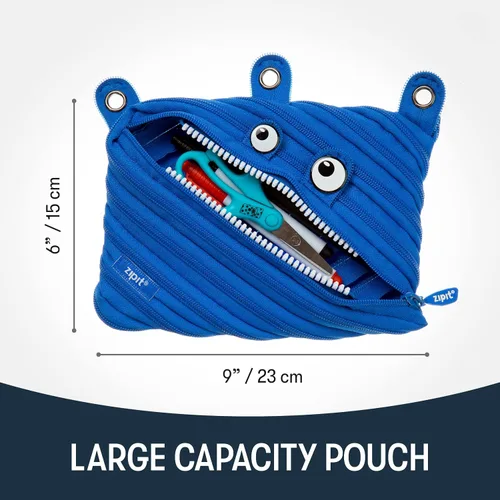 Miniatura 2 de ZIPIT Estuche para lápices Monster para niños, bonita bolsa de 3 anillas para niños, niñas y adolescentes, bolsa de papelería para la escuela