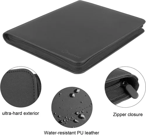 Miniatura 3 de Carpeta de 9 bolsillos con carga superior, álbum de almacenamiento de tarjetas compatible con 288 fundas de plástico duro de 3 x 4 pulgadas (negro)