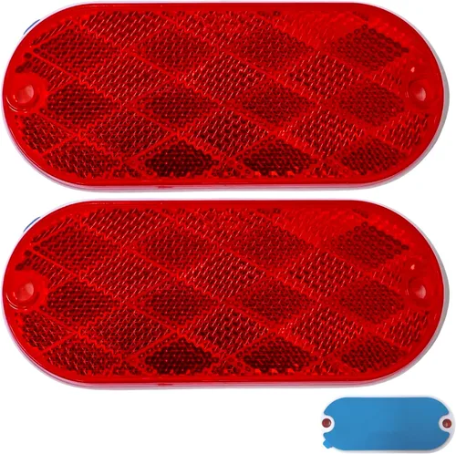 Miniatura 15 de All Star Truck Parts Reflectores ovalados rojos/ámbares autoadhesivos o con montaje para taladrar, montaje rápido SAE 13 DOT (Rojo, 6)