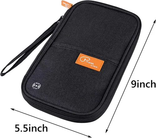 Miniatura 43 de VanFn Cartera RFID para pasaporte de viaje, soporte para pasaporte familiar, organizador de documentos de viaje serie P.Travel (nailon, gris)