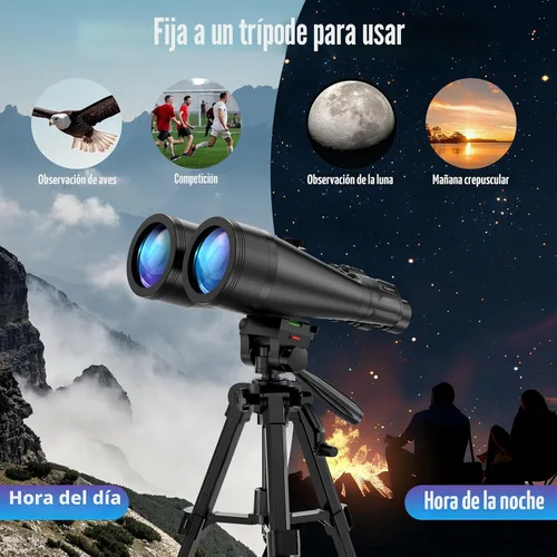 Miniatura 9 de Prismáticos de astronomía de 20 x 80 para adultos, binoculares de observación de estrellas de alta potencia con prisma Bak4, visión de poca luz