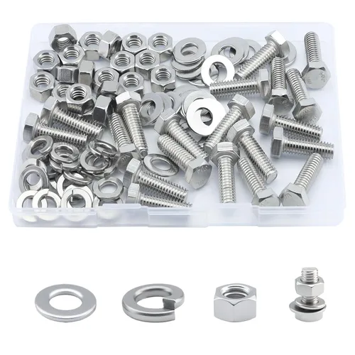 Miniatura 14 de Tornillo de cabeza hexagonal 1/4-20 x1 (20 unidades), tuercas de bloqueo, kits de arandelas planas y de bloqueo, acero inoxidable 304 18-8
