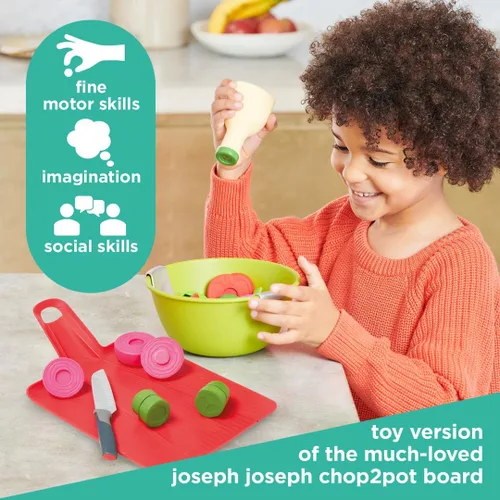 Miniatura 3 de Casdon Joseph Joseph Toys Chop2Pot - Juego de cocina súper seguro para niños con tabla de cortar plegable y comida de juego para picar - Para niños