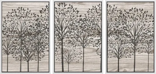 Miniatura 16 de SIGNWIN Lienzo enmarcado para pared, juego de arte de collage de hojas transparentes en blanco y negro, ilustraciones de naturaleza silvestre, arte