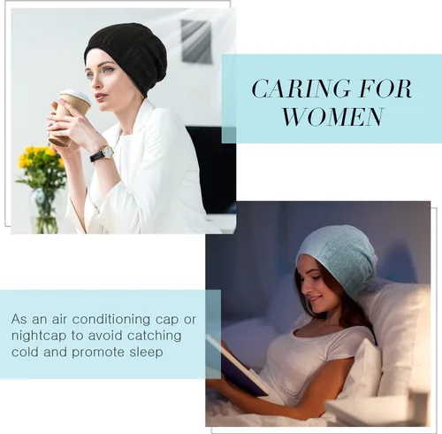 Miniatura 5 de Gorro holgado para mujer, 5 piezas, turbante, elástico, para el cáncer, gorros, bufanda para dormir