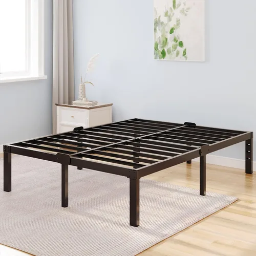 Miniatura 13 de Marco de cama con plataforma tamaño Queen con cabecero y almacenamiento, compatible con colchones de 14 pulgadas de alto, estructura metálica, sin