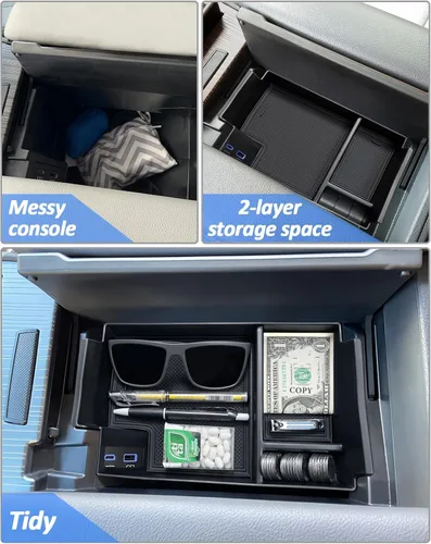 Miniatura 2 de TOPINSTALL Organizador de consola compatible con Toyota Sienna 2021-2026, caja de reposabrazos, centro de almacenamiento secundario, bandeja