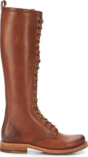 Miniatura 2 de Frye Veronica Botas de combate altas de 15 pulgadas para mujer hechas de cuero de grano completo con construcción Goodyear Welt, cordones de tela