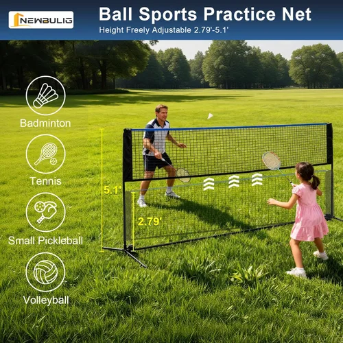 Miniatura 2 de NEWBULIG Juego de red de bádminton portátil, 10FT/14FT/17FT de ancho, altura ajustable, red multideportiva para pickleball, tenis, voleibol, fútbol