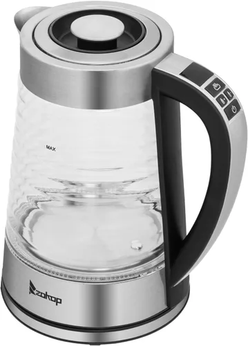 Miniatura 7 de Ochine Hervidor eléctrico de acero inoxidable, hervidor de café, calentador de agua caliente inalámbrico, 1500 W, hervir rápido con luz LED, apagado