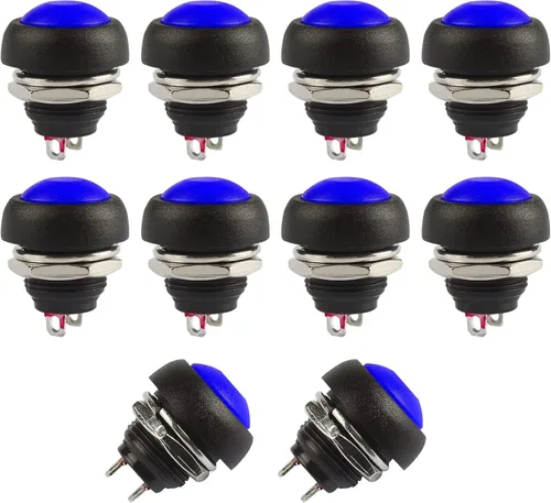 Miniatura 11 de Ampper Mini interruptores momentáneos de botón, 2 pines de encendido y apagado 1A, 250 V, CA, 0.276 in, redondo, SPST, interruptor de botón Negro