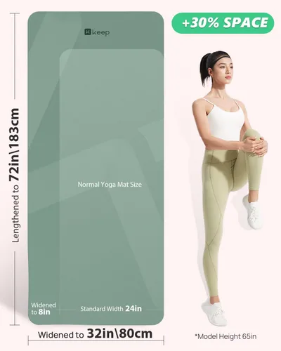 Miniatura 6 de KEEP Tapete de yoga, 32 pulgadas, extra ancho, para hombres y mujeres, 0.276 in de grosor, doble cara, antideslizante, ecológico, tapete de yoga
