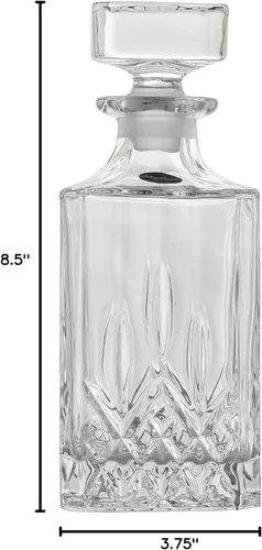 Miniatura 5 de Amlong Crystal Decantador de licor de cristal sin plomo con tapón, rectangular