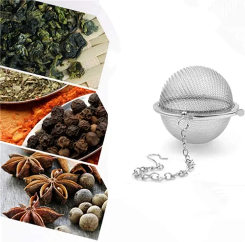 Miniatura 2 de Filtro de té de acero inoxidable 6pcs malla de filtro de bola de té redondo con cadena