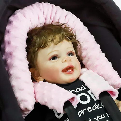 Miniatura 5 de Pea Pod Reposacabezas para Asiento de Coche para Bebés y Recién Nacidos con Fundas para Correas Ultra Suave de Tela de Minky con Puntos para Asiento