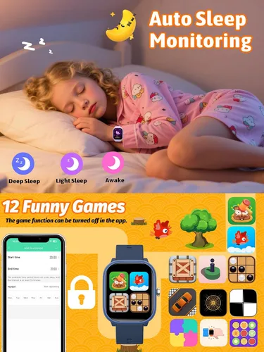 Miniatura 5 de Reloj inteligente para niños y niñas, rastreador de actividad física con monitor de sueño de frecuencia cardíaca, pantalla táctil de 1.83 pulgadas