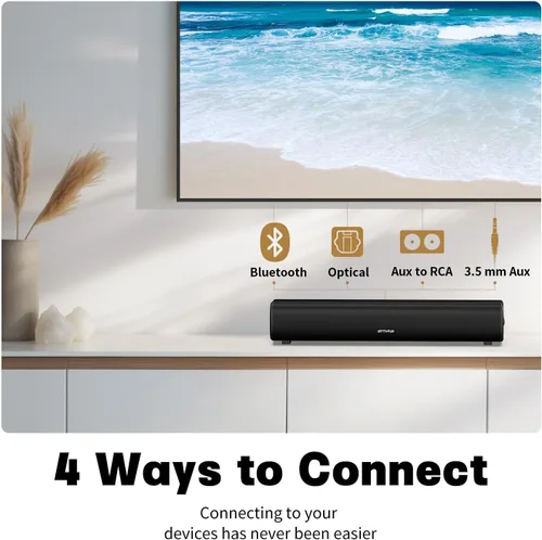 Miniatura 4 de Barra de sonido para Smart TV, barra de sonido de 16'/60W con graves impactantes, luz dinámica y control remoto, altavoces de TV montables en pared