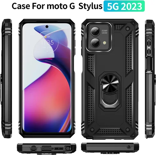 Miniatura 2 de Funda para Moto G Stylus 2023 5G en coche, soporte de anillo de metal, armadura anti caída completa, material de TPU + PC para Moto G Stylus 2023 5G