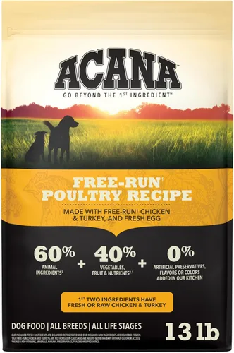 ACANA - Alimento seco para perros sin granos Free Run - Receta de aves de corral, bolsa de 13 libras