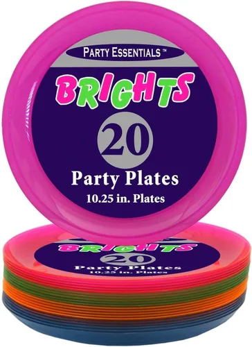 Miniatura 7 de Party Essentials Platos de plástico duro para fiesta/cena de 10.25 pulgadas, neón surtidos, 20