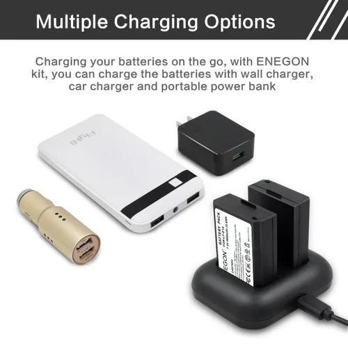 Miniatura 6 de ENEGON LP-E10 - Batería de repuesto (2 unidades de 1680 mAH) y cargador dual rápido para Canon LP E10 Canon EOS Rebel T3 T5 T6 T7 T100, Kiss X50 X70