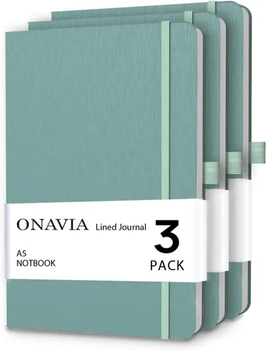 Miniatura 16 de ONAVIA Cuaderno rayado A5, cuaderno de notas con rayas universitarias de 7mm, diario para escribir, trabajo, escuela, viajes y toma de notas, tapa
