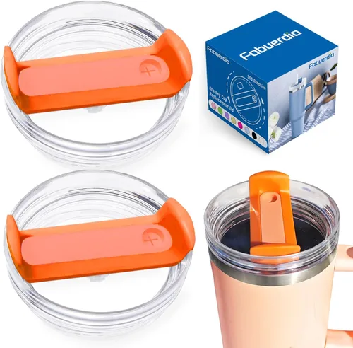 Miniatura 26 de Tapa de repuesto para vaso de 40 onzas compatible con Stanley Quencher, paquete de 2 fundas transparentes a prueba de derrames para accesorios