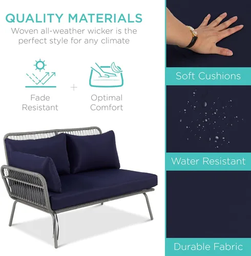 Miniatura 2 de Best Choice Products Muebles de patio para exteriores de sección modular tejida en forma de L para conversación, sofá de conjunto para el patio
