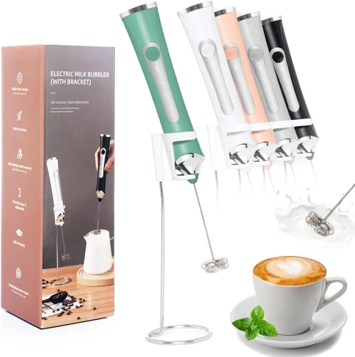 Miniatura 9 de Espumador de leche recargable de mano para café, varita espumadora de 3 velocidades con soporte, Batidora De Mano Electrica, Espumador de café con 2