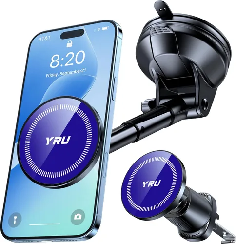 Miniatura 11 de YRU Soporte magnético mejorado para teléfono para automóvil, patentado y súper imán: para montaje MagSafe, tablero de instrumentos, soporte