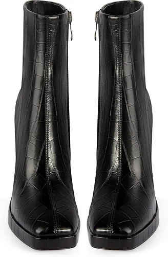 Miniatura 6 de ANN CREEK Botines de tacón grueso para mujer, con cremallera lateral, punta cuadrada, tacón alto, botas casuales