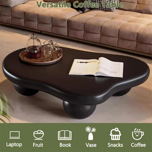 Miniatura 4 de Mesa de Centro Cloud para Sala de Estar con Esquinas Redondeadas, Mesa Central de Estilo Moderno con 3 Patas en Forma de Pelota, Mesa de Té