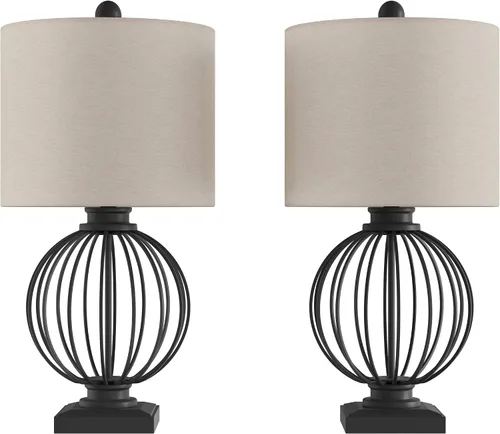 Miniatura 2 de Lavish Home - Juego de 2 lámparas de mesa modernas de hierro forjado con bombillas LED, estilo rústico de granja para sala de estar o dormitorio