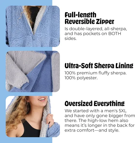 Miniatura 20 de THE COMFY Teddy Bear From Shark Tank Patented Zipper Oversized Sherpa Wearable Blanket Hoodie Gift for Women & Men