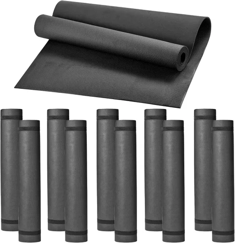 Paquete de 10 alfombrillas de yoga a granel, 2.677 x 0.945 x 0.157 in de grosor, alfombrillas de yoga negras para niños y adultos, antideslizante,