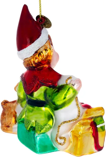 Miniatura 3 de Adorno navideño de cristal de elfo y ciervo
