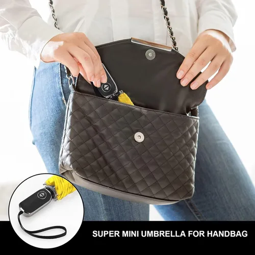 Miniatura 132 de LEAGERA Paraguas de viaje compacto para bolso, mango plano, impermeable para lluvia ligera