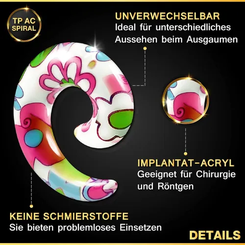 Miniatura 4 de 2 piezas de acrílico flor de carne en espiral, dilatador de oreja, calibre de piercing, joyería a elegir tamaños