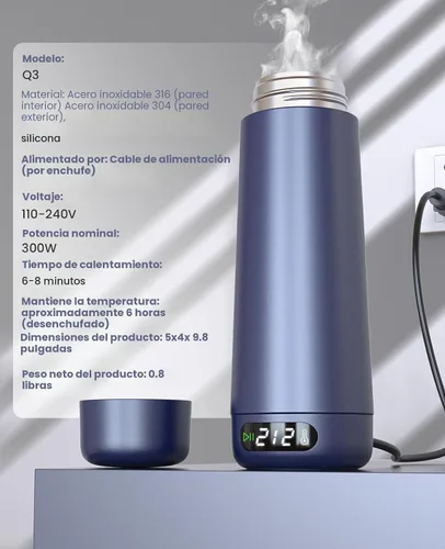 Miniatura 9 de Hervidor de Viaje, Hervidor Eléctrico Portátil de Voltaje Dual 110V-220V-240V Hervidor de Agua Pequeño Inteligente para Té y Café, Acero Inoxidable