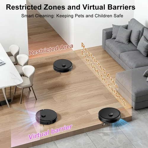 Miniatura 7 de Combo robot de aspiradora y trapeador, aspiradoras robóticas con navegación LiDAR, mapeo inteligente, fuerte succión, con WiFi/App/Alexa/control