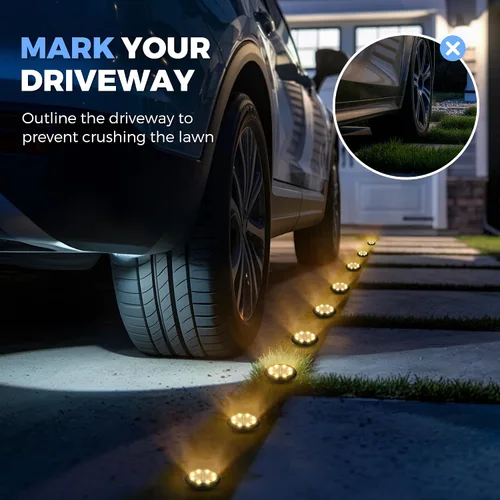 Miniatura 8 de SOLPEX Mini luces solares de tierra, paquete de 12 luces solares para caminos al aire libre, impermeables, luces de jardín para entrada, pasarela