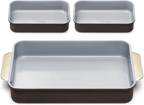 Miniatura 4 de Caraway Sartén rectangular de cerámica antiadherente de 9 x 13 pulgadas, revestimiento de cerámica naturalmente resbaladizo, no tóxico, libre