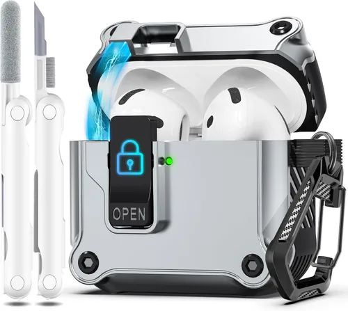 Miniatura 118 de R-fun - Funda para audífonos compatible con AirPods de 4.ª generación 2024, cubierta protectora de expulsión automática a prueba de caídas, puerto