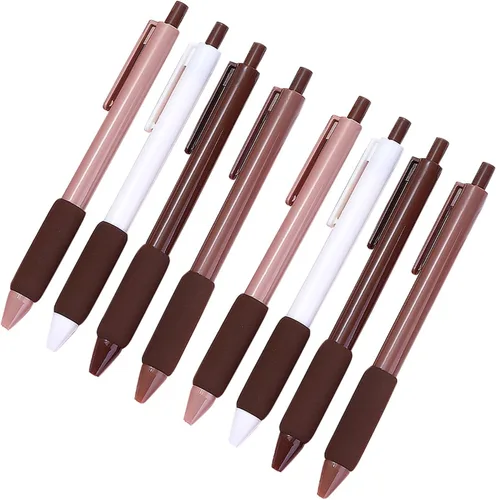 8 bolígrafos retráctiles estéticos de gel, bolígrafos de escritura de tinta con punta fina suave de 0.020 in, bolígrafos de impresión novedosos,