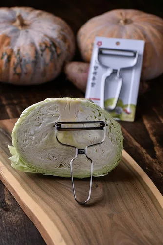 Miniatura 5 de Pelador 2 en 1 para verduras, papas, batatas, repollo, rebanador de cebolla, rábano, pelador multifunción (mango Shpae puede variar)