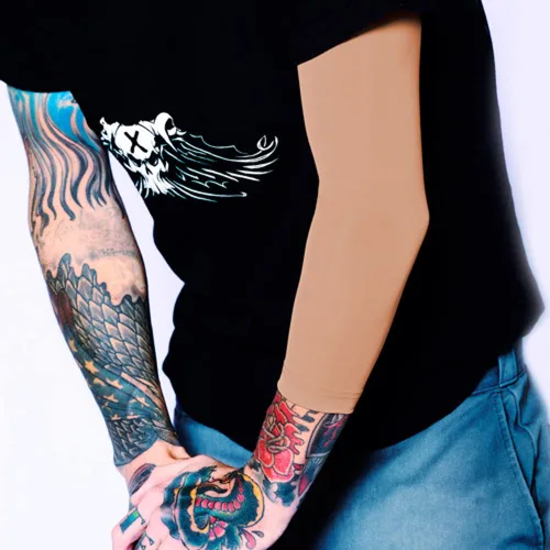 Miniatura 7 de Tat2X Ink Armor - Funda para tatuaje de 3/4 brazos, agarre antideslizante, fabricado en Estados Unidos, capuchino, ML (manga de un solo brazo/codo)